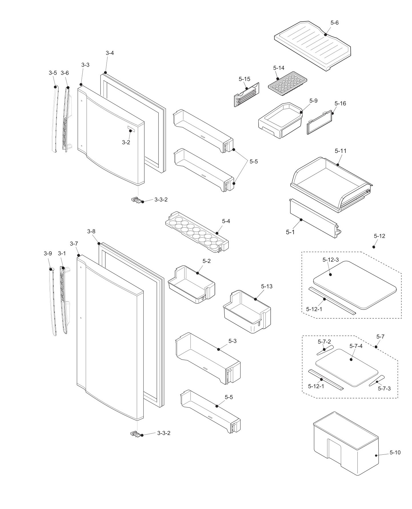 SHARP SJ-351V-SL/BE/WH Запчасти для холодильника